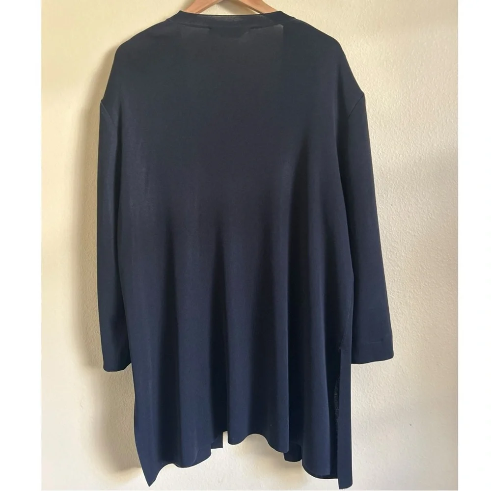 Misook Cardigan Sweater Knit Liquid Black Open Front Minimalist Plus Size 1X - Picture 2 of 14